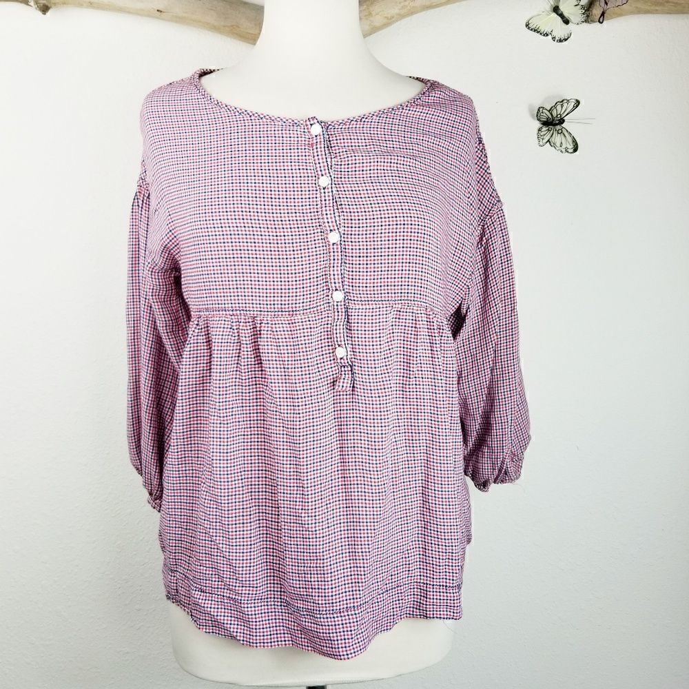 Max studio red white and blue 3/4 sleeve peplum